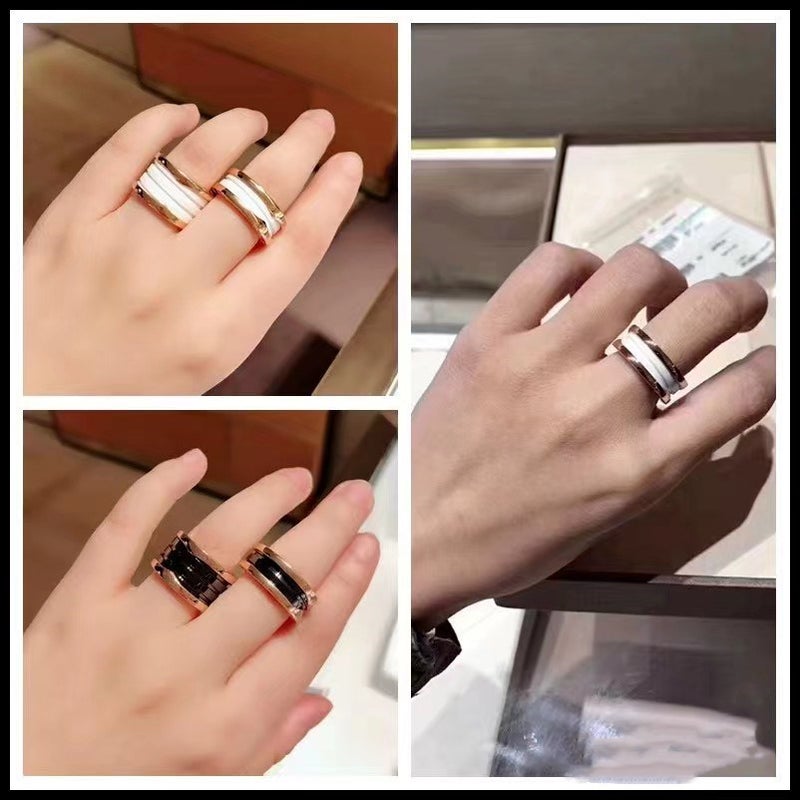 Baojia Black Ceramic Men'S And Women'S Ring Little Red People Charity Couple'S Ring Fashion Internet Popular Joker Spring Ring - Image 4